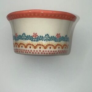 Pioneer Woman 4.25 Stoneware Ramekin Dish Coral Floral Pattern Dish Micro Safe